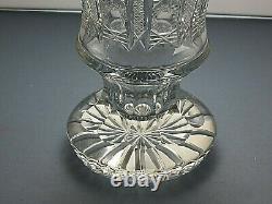 Antique Bohemia Crystal Queen Lace Cut Unique Vase With LID 18 Tall