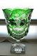 Antique Bohemian Carl Goldberg Emerald Green Cut To Clear Crystal Vase C 1900
