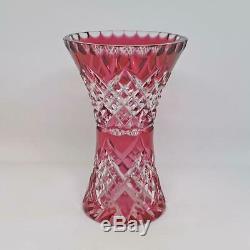 Antique Bohemian Crystal Vase cut to clear ruby red