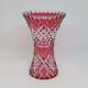 Antique Bohemian Crystal Vase Cut To Clear Ruby Red