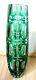 Antique Bohemian Czech Emerald Green Cut-to-clear 9 Crystal Vase