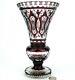 Antique Bohemian Czech Ruby Red Cut To Clear Cased Glass Crystal Vase Geometric