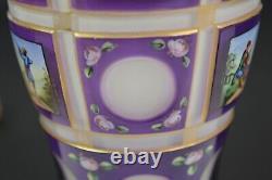 Antique Bohemian Double Overlay Cut to Clear Crystal Pictorial Hunting Vase