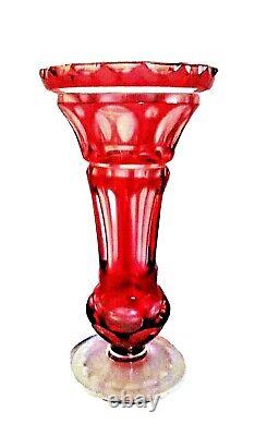 Antique Bohemian Ruby Cut Crystal Vase c. 1900