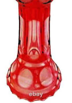 Antique Bohemian Ruby Cut Crystal Vase c. 1900