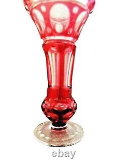 Antique Bohemian Ruby Cut Crystal Vase c. 1900