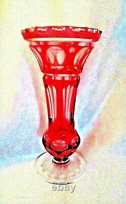 Antique Bohemian Ruby Cut Crystal Vase c. 1900