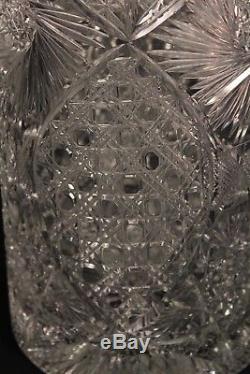 Antique Crystal Brilliant Cut Pinwheel Art Glass Cane Umbrella Stand 20 Vase