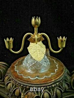 Antique Crystal Cut Art Glass & Gold Leaf Epergne Stand John Walsh Walsh Era