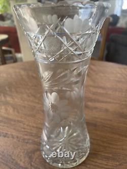 Antique Cut Crystal Vase 10 Tall