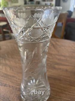 Antique Cut Crystal Vase 10 Tall