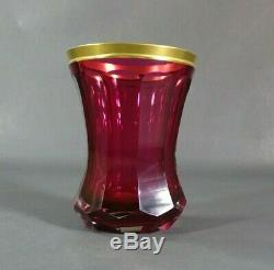 Antique Czech Glass Moser Ruby Red Cut Crystal Tumbler Vase Jofef Hoffmann Work