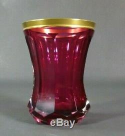 Antique Czech Glass Moser Ruby Red Cut Crystal Tumbler Vase Jofef Hoffmann Work