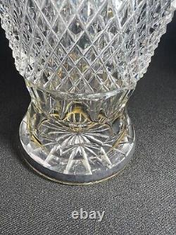 Antique Diamond Cut Crystal Vase Heavy Sharp Cut Black Gold Decoration