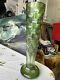 Antique Emerald Green Cut-to-clear 9 Crystal Vase