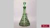 Antique English Victorian Green Cut Crystal Decanter With