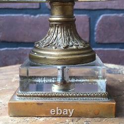 Antique FRANCE Hand Cut Crystal Trinket Candy Dish Bronze / Brass Vase Pedestal