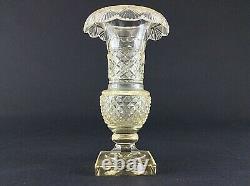 Antique French Baccarat Clear Crystal Diamond Cut Glass Vase Empire Circa 1900