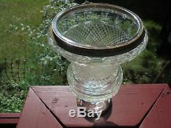 Antique French Baccarat Style Cut Glass Crystal & Bronze Lg Urn Vase 10
