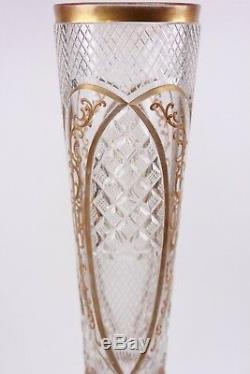 Antique French Cut Glass and Gold Gilt St Louis Vase Circa 1900