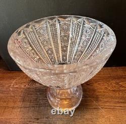 Antique Hand Cut Bohemian Crystal Vase Detailed Design Early 1900's