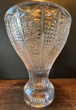 Antique Hand Cut Bohemian Crystal Vase Detailed Design Early 1900's