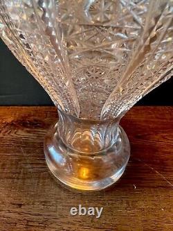 Antique Hand Cut Bohemian Crystal Vase Detailed Design Early 1900's