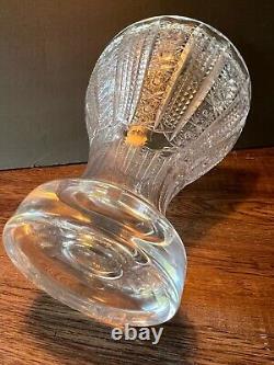 Antique Hand Cut Bohemian Crystal Vase Detailed Design Early 1900's