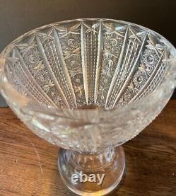 Antique Hand Cut Bohemian Crystal Vase Detailed Design Early 1900's