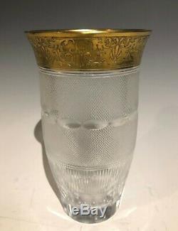 Antique Moser Large Gilt Cut Crystal Signed Art Glass Vase