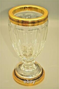 Antique Original Vintage Cut Crystal Glass Gilt Bronze Dore Jar Vase Urn Compote