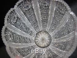 Antique Queen Lace Bohemian Czech Hand Cut Glass Crystal Vase, 7 1/2 T X 5 D
