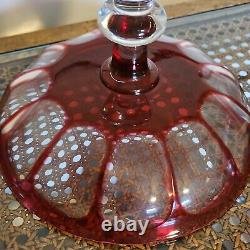 Antique Red Cut to Clear Crystal Art Glass Compote -probably Val Saint Lambert