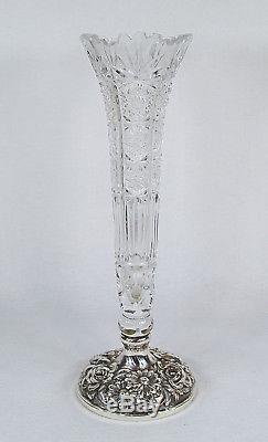 Antique Sterling Silver Crystal Cut Glass Vase Steiff