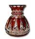 Antique Val St Lambert Belgian Crystal Ruby Cranberry Cut To Clear Vase