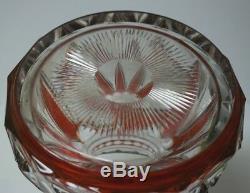 Antique Val St Lambert Belgian Crystal Ruby Cranberry Cut to Clear Vase