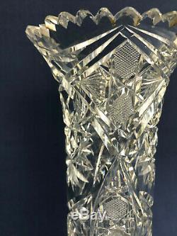 Antique Victorian / Edwardian AMERICAN BRILLIANT cut crystal vase 1890s 1900s