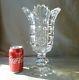 Antique Victorian Lens Cut Crystal Celery Vase On Stand, H 29cm, Very Heavy
