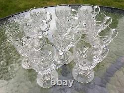 Antique Victorian cut glass crystal custard cup X 11 approximately 8.2 cm high