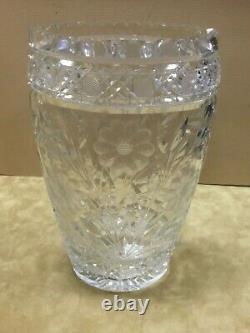 Antique Vintage 9 tall Cut Lead Crystal Vase Beautiful Excellent Condition