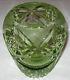 Antique/vintage Crystal Glass Cut Glass Green Vase 6 Ht X 4 1/2 Diameter