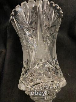 Antique Vintage Deep Cut Lead Crystal Sawtooth-rimmed Vase