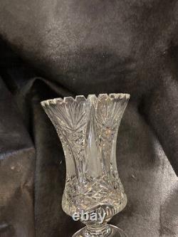 Antique Vintage Deep Cut Lead Crystal Sawtooth-rimmed Vase