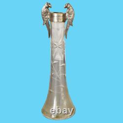 Antique art deco soliflore vase cut crystal goldsmith Argit silverware