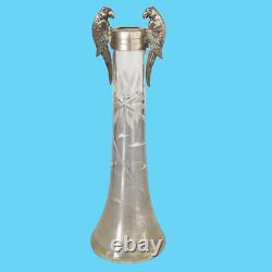 Antique art deco soliflore vase cut crystal goldsmith Argit silverware