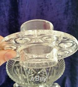 Antique cut glass crystal urn shaped vase with handles