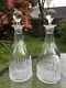 Antique Pair Hand Cut Crystal Mallet Decanters. Nice Facet Cut Stoppers