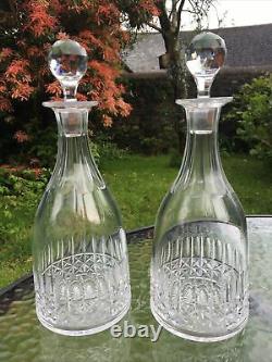 Antique pair hand cut Crystal mallet Decanters. Nice facet cut stoppers