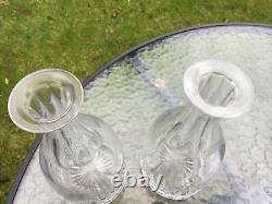 Antique pair hand cut Crystal mallet Decanters. Nice facet cut stoppers