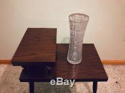 Antique vtg stunning Unique very Detailed CUT CRYSTAL vase 14 tall Wow cond